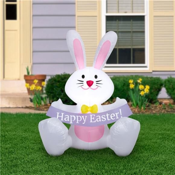 Way To Celebrate 42-in Happy Easter Bunny Airblown Yard  Happy Easter Bunny Airblown Yard Inflatable, Multicolor, 42\